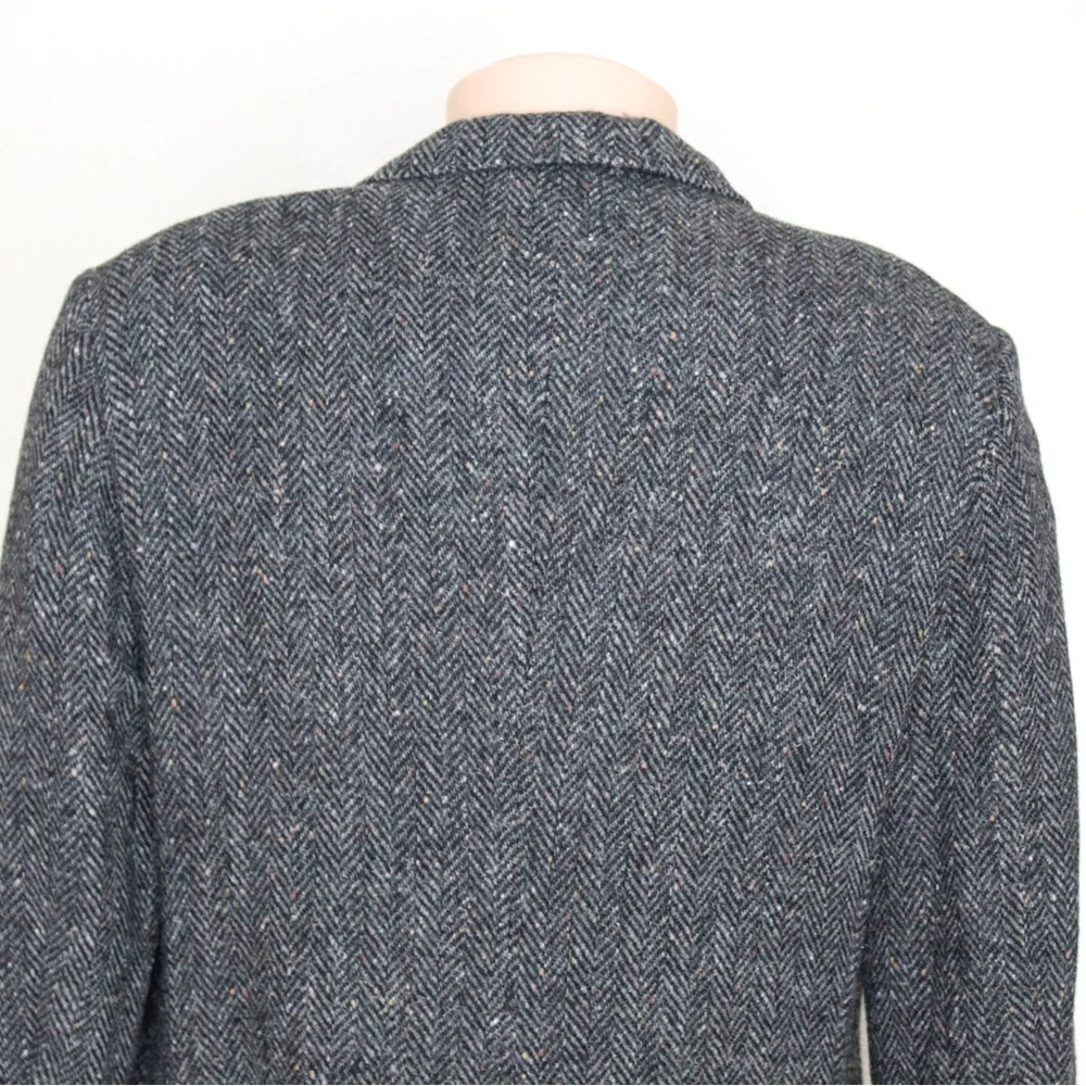 Vintage Kuppenheimer Gray Tweed Wool Herringbone 2 Button Blazer Men’s 44 Long